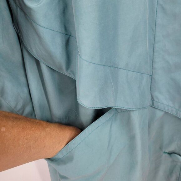 Vtg Bernardo Womens Robins Egg Blue Trench Coat Sz M Button Front City Chic - Picture 7 of 13